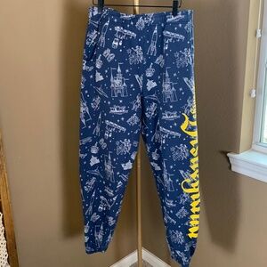 Disney 100 Fleece Sweatpants Size M Walt Disney’s Disneyland Navy Blue Joggers